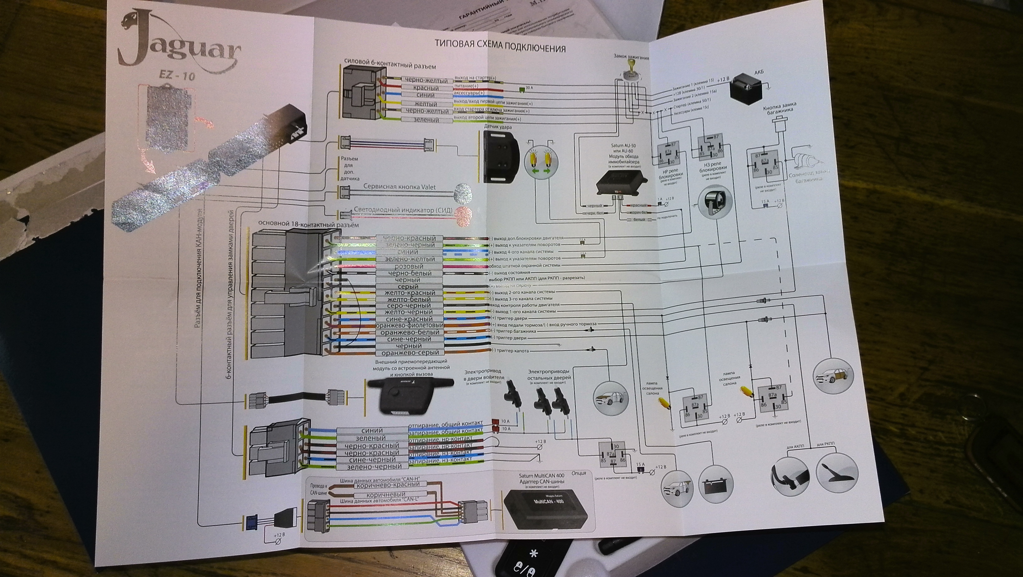 Схема подключения сигнализации jaguar ez ultra