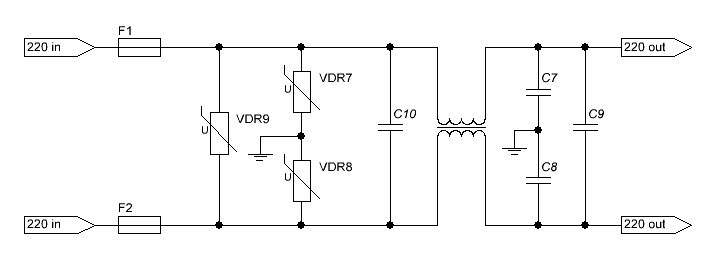 Фильтр питания 220в схема