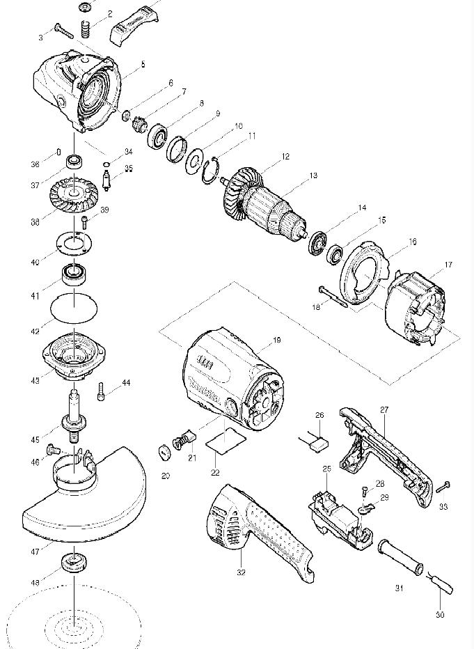 Makita ga5030 взрыв схема