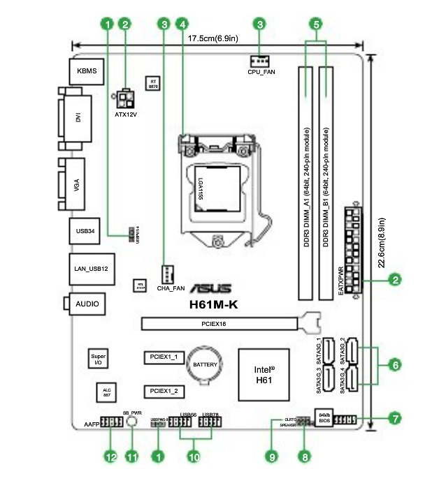 Asus h81m k схема подключения