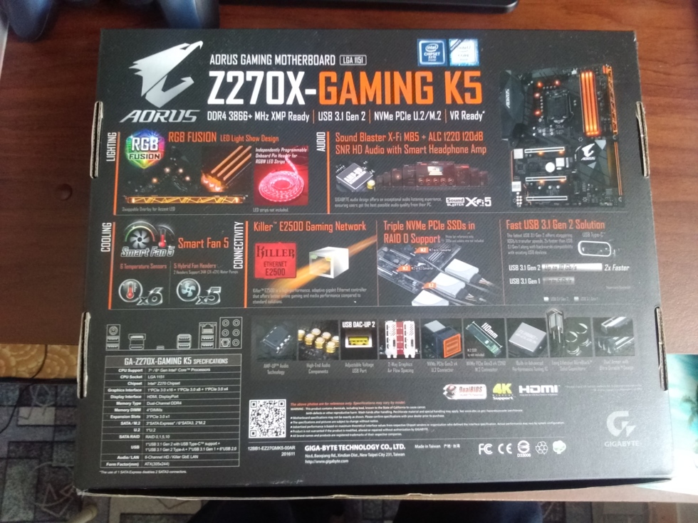 GIGABYTE AORUS GA-Z270X-Gaming K5 